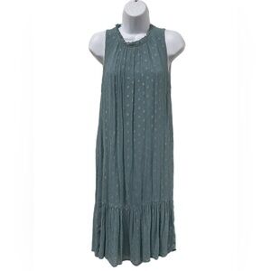 Anthropologie viscous metallic blue sleeveless dress small